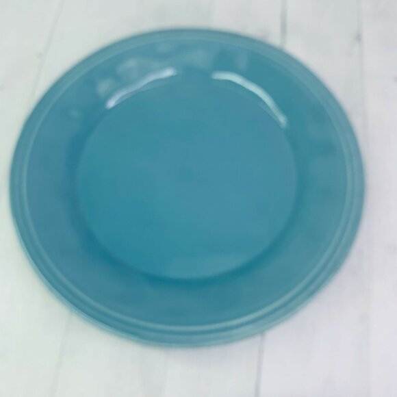 Rachael Ray CUCINA AGAVE BLUE Embossed Edge Rim Stoneware Dinner Plates Set of 4 - Picture 6 of 12
